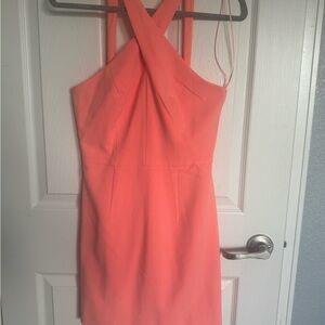 French Connection Orange Sheath Mini Dress Halter Neck